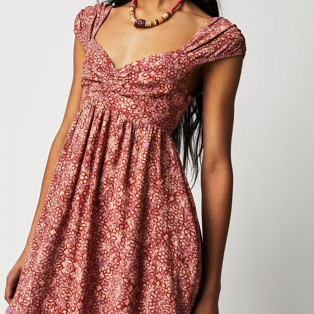 Free People Pink Patterned Mini Dress